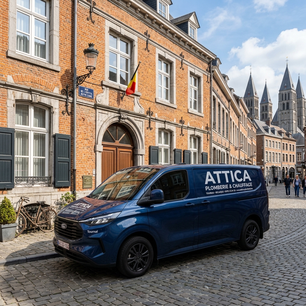 Camionnette de service Attica Plomberie Tournai